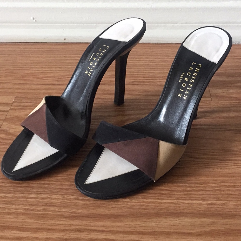 Christian Lacroix Neutral Color Block Slides